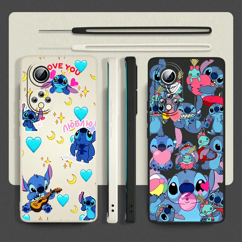 

Cute Stitch Baby Disney For Huawei Honor 60 SE 50 30S 20 20E 10X 10i 9X 9C 9S 8A Liquid Rope Soft Phone Case Coque Cover