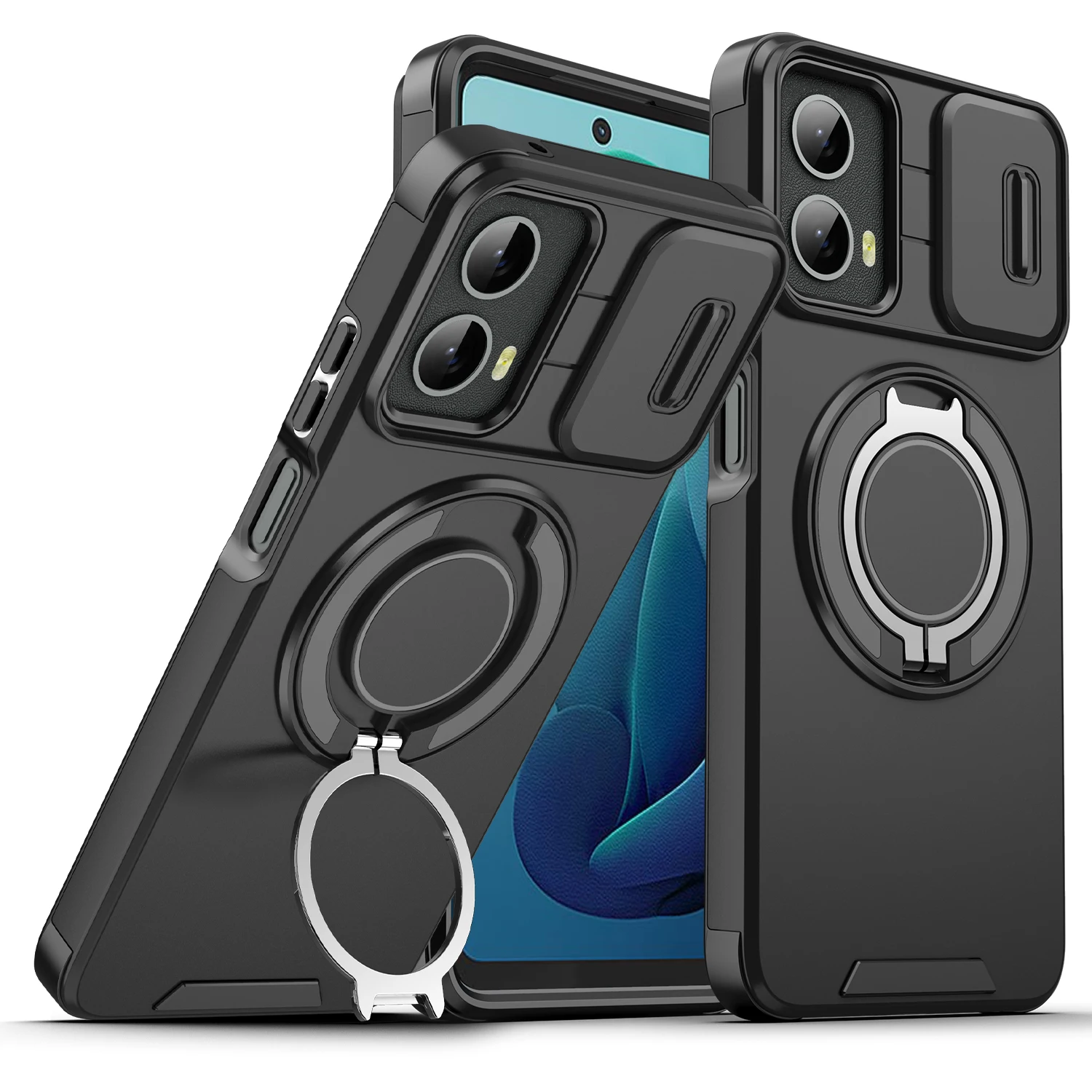 Luxury Armor Phone Case with Magnetic Bracket & Lens Protection - Shockproof Cover