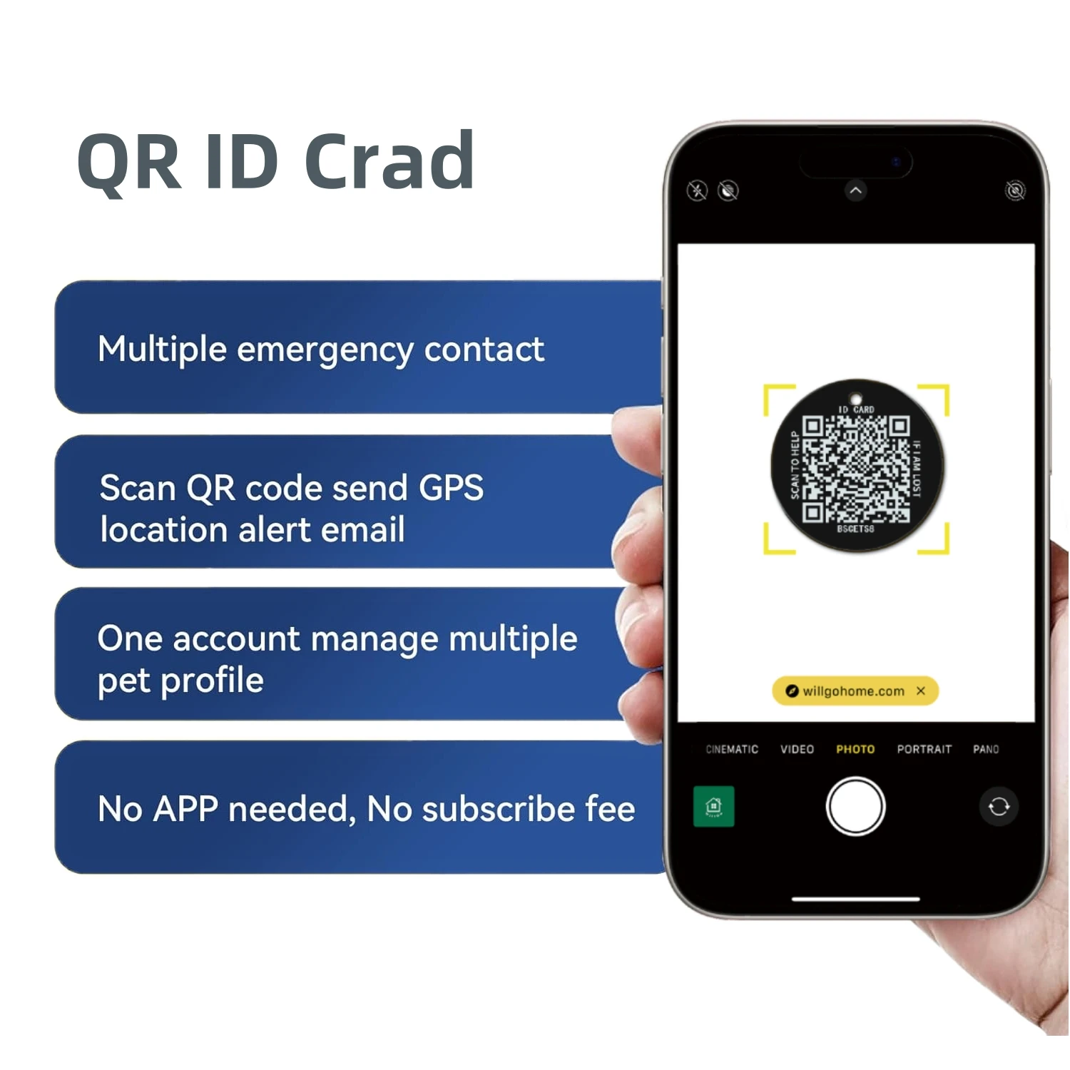 Smart Tracker Pet ID Tags Scan QR Code Receive Instant Location Alert Email