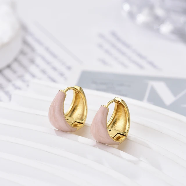 Boucles d'oreilles créoles rondes tendance pour femme, émail rouge, bleu, rose, noir, couleur or, boucles d'oreilles vintage élégantes, bijoux féminins