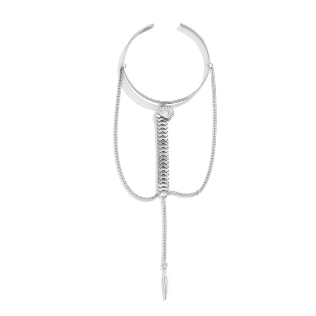 PuRui Bohemian Leaf Charm Upper Arm Bracelet Metal Leaves Tassel Pendants Arm Cuff Bangle Bracelets for Women Fashion Jewelry Silver Color-5