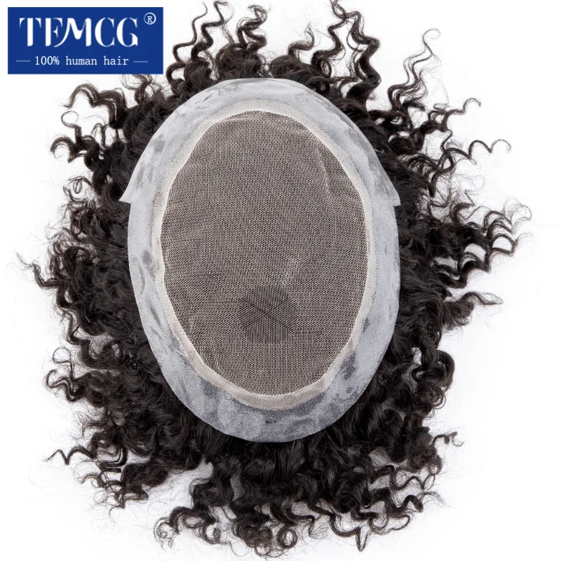 Australia Curly Hair Male Hair Prosthesis French Lace With Pu Base Men Wig 100% Human Hair Exhuast System Unit Wigs For Men 6