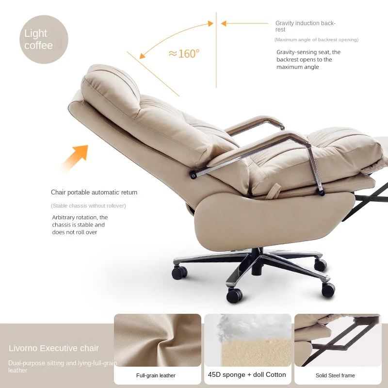 Silla reclinable ergonómica de cuero de masaje de cuerpo completo,  ajustable, cómoda lectura, sillas de salón de gran tamaño, asiento  giratorio para