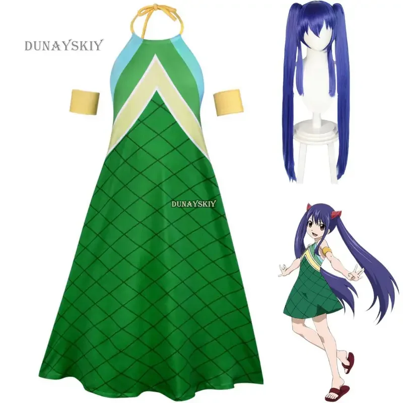 Wendy Marvell anime cosplay costume kids Green backless dress wig children adult girl kawaii Carnival party suit - AliExpress 200000532 Wendy Marvell anime cosplay costume kids Green backless dress wig children adult girl kawaii Carnival party suit - AliExpress 200000532