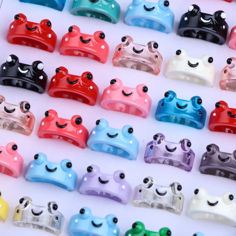 10 teile/los Mode bunte leuchtende Frösche Harz Ring Frauen Mädchen niedlich lustig Cartoon Tier leuchten im dunklen Schmuck Party Geschenk – Detail 7