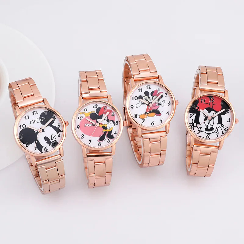 Mickey Minnie Cartoon Kids Watches Stainless Steel Quartz Watch for Kids Women Boy Girl Wrist Watch Children Clock Birthday Gift