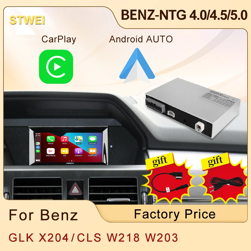 

STWEI Wireless Apple CarPlay Module Android Auto For Mercedes Benz GLK X204 CLS W218 4.0 4.5 5.0 Mirror Front View Reverse Came