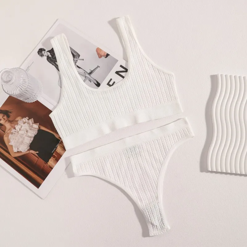 Women Seamless Bra Set Ribbed