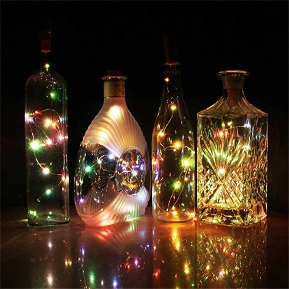 Guirxiété lumineuse LED en fil de cuivre pour bouteille de vin, décoration de vacances, lumières dégradées, Noël, bar, liège, 10 pièces, 5 pièces