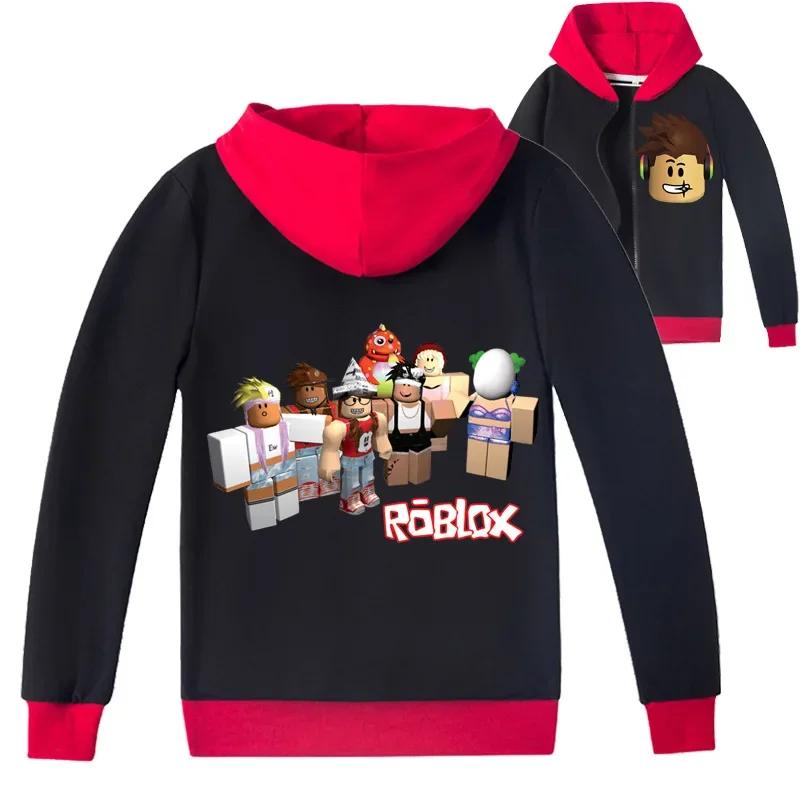 

ROBLOX Весенняя новая стильная мультяшная Модная рубашка на молнии для мальчиков и девочек для детей среднего и старшего возраста на выход