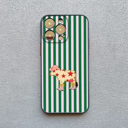 Charming Green & White Plaid Animal Phone Case for iPhone 12 Mini (Black DWYS 1)