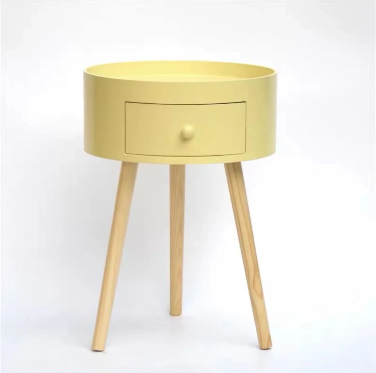 Bedside Cabinet Round Furniture Simple Modern Assembly Bedroom Nordic Style Children&lsquo;s Pink Sofa Side Table Small Circle Tables