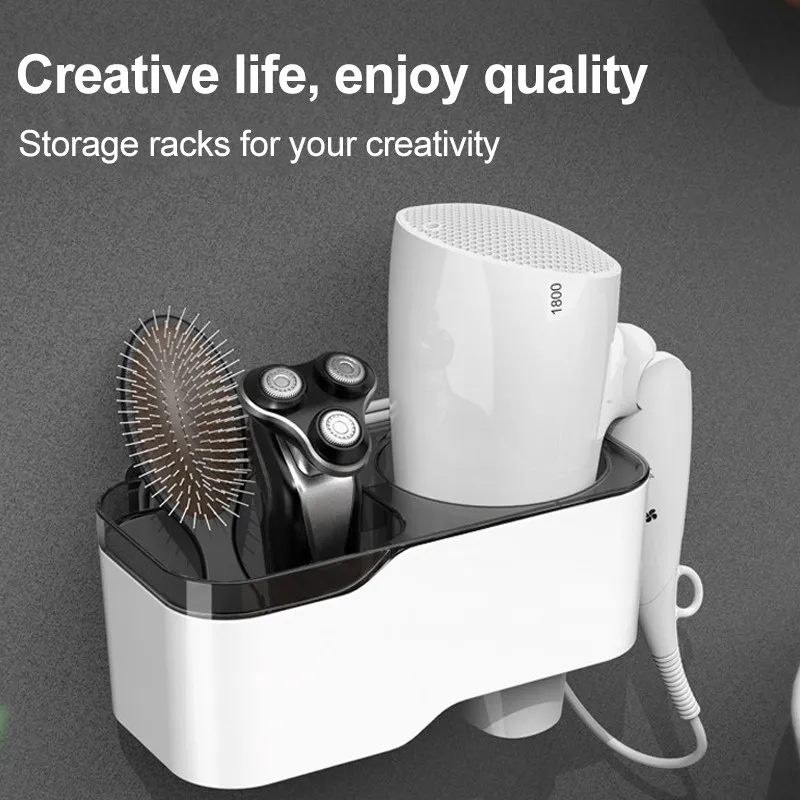 

Multifunctional Hair Dryer Rack Punch-free Toilet Rack Bathroom Wall-mounted Hair Dryer Organizers Home Toilet Air Duct Shelf