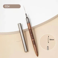 Wood Handle Nail Art Liner Brush for Gel and Painting Designs (Brown - 18mm)