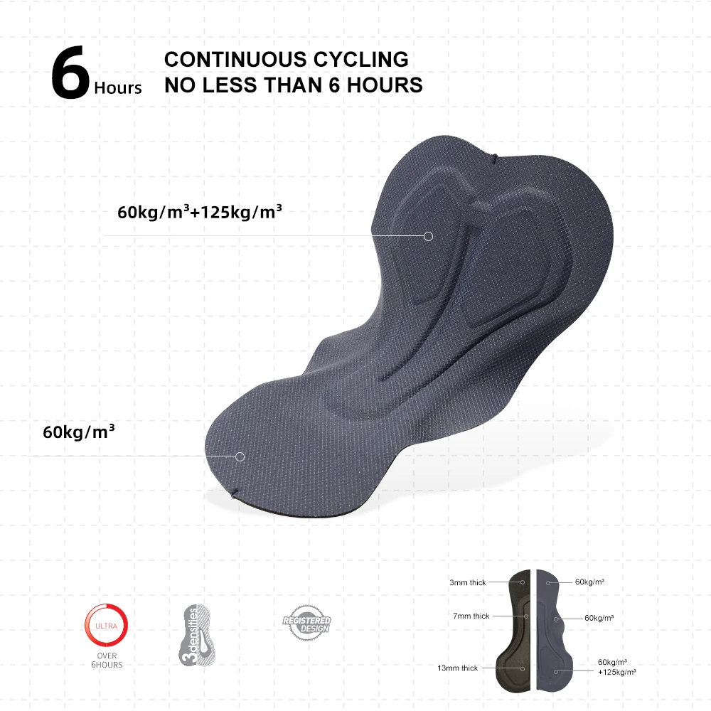 Men Cycling Bib Shorts MTB Road Bike Shorts Pro 6 Hours Cycling Pad Tights Breathable Quick-Dry Bicycle Riding