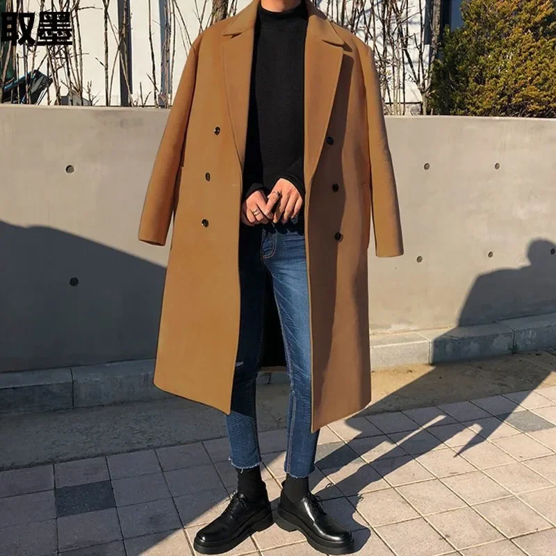 WinterElegantThickenedWoolenOvercoat Men's Korean Version Loose-Fit Trendy Nehru Jacket FK515-P150 Casual Standard Thickness