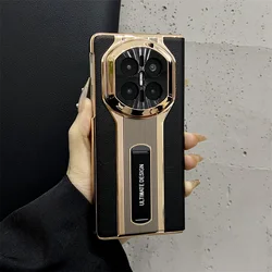 Official Smart Protective Case with Electroplated Frame - All - Inclusive Stand Holder Flip Cover for Huawei Mate X7 (Black)