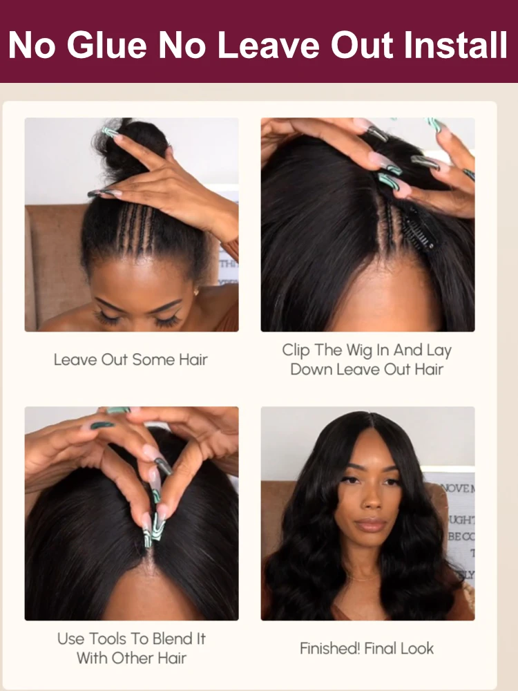 Beauty Forever 100% 생모 V 부분 가발 곱슬 진짜 두피, 접착제 없음, V 부분 인모 가발, 밀도 180% 통기성 캡