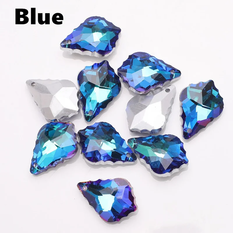 10개 15x22mm 싱글 홀 참 크리스탈 바로크 펜던트 단풍잎 모양 유리 비즈 DIY 쥬얼리 제작 목걸이 귀걸이용