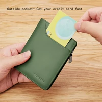 VANNANBA Wallets for Men Youths Genuine Leather with Zip Coin Pocket Fashion Card Holders with Gift Box 2