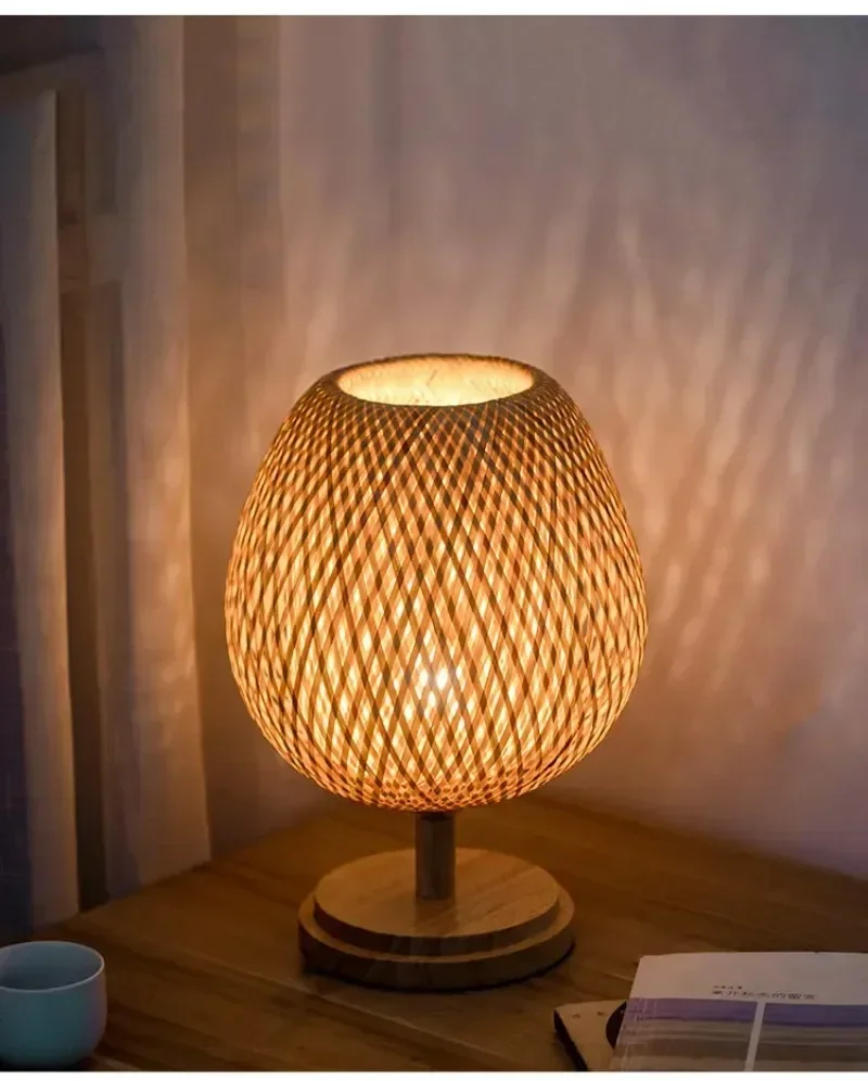 High-End Japanese-Style Solid Wood Decorative Table Lamp Creative Bamboo Zen New Chinese Bedroom Bedside Lamp