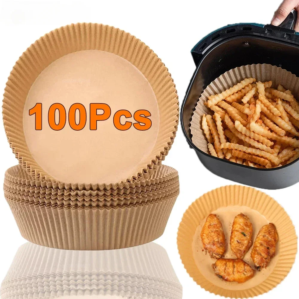 50/100Pcs Air Fryer Disposable Paper Non-Stick Airfryer Baking Papers Round Air-Fryer Paper Liners Kitchen Accessories