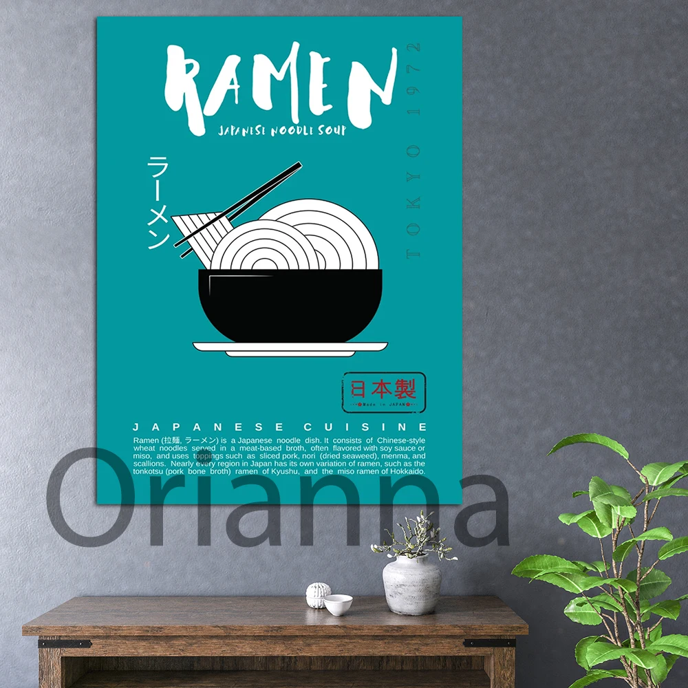 

Ramen Poster | Japanese Vintage Retro Food Wall Art | Japanese Noodle | Modern Kitchen Decor | Retro Wall Art Canvas Painting