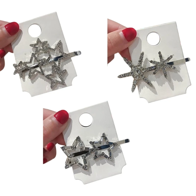 

MXMB Hollow Star Hair Clip Bangs Clip Crystal Star Hair Pin Star Barrettes