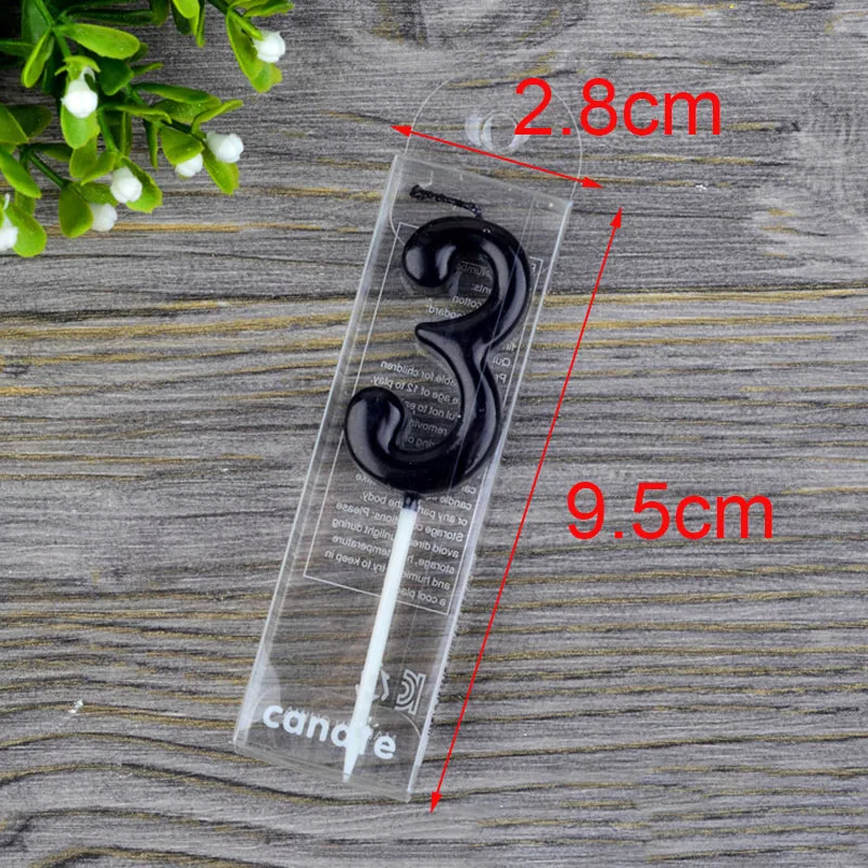 Cake Candles 0-9 Number Romantic Black Candles Number Topper For Happy Birthday Cake Decoration Queen Baby Shower Supplies cake candles