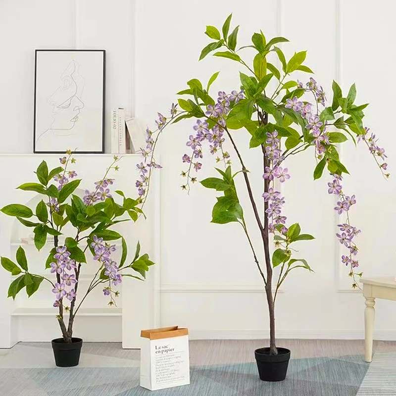 

110cm Luxury Jasmine Flowers Artificial Hanging Flowers Decorative Plant Silk Flowers Tree For Home Wedding Decor
