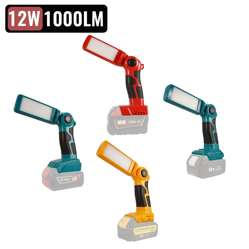 

12w 14.4V-18V tool light Led work light For DEWALT For Makita For Bosch For Milwaukee 18V lithium battery Flashlight Outdoors