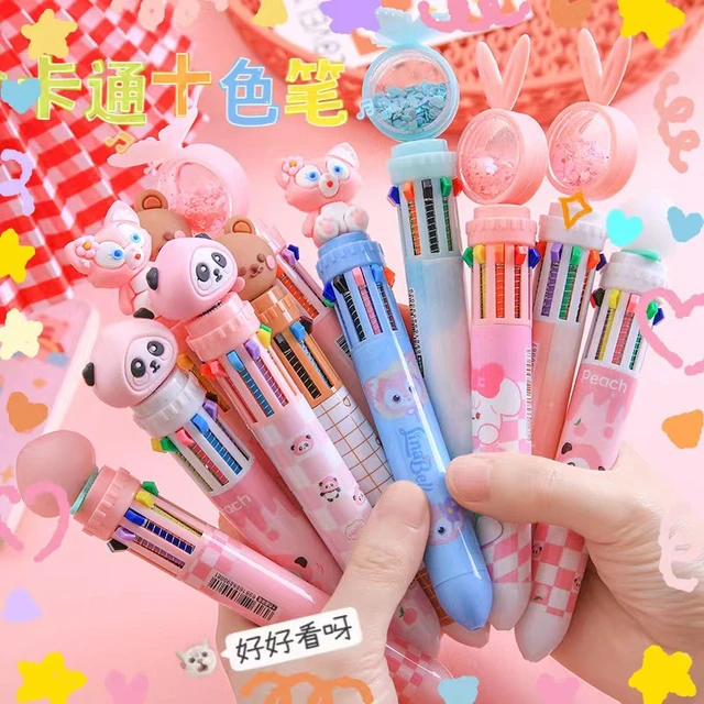 Kawaii Cartoon Animal Flamingo Unicorn Press Ballpoint Pen 10-color Ball Pen  Multi-colored Stylo For Kids School Stationery Gift - Ballpoint Pens -  AliExpress