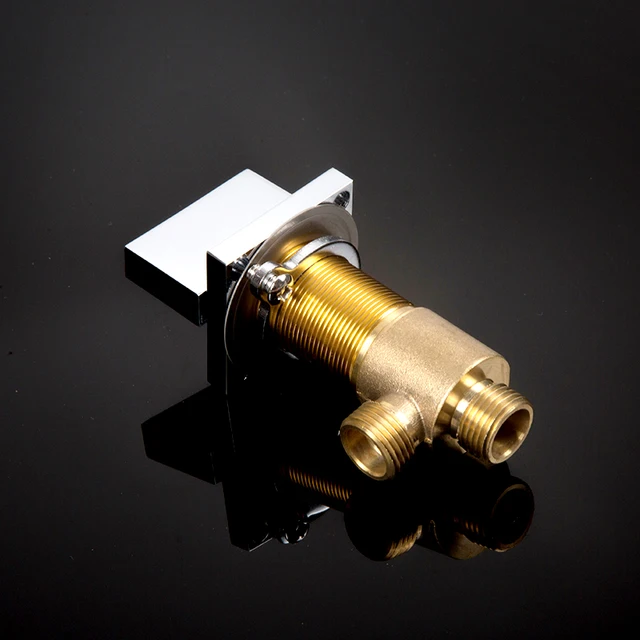 สแควร์อ่างอาบน้ำก๊อกน้ำน้ำตก Inlet ฝักบัว2 Way Diverter วาล์วเย็นและน้ำร้อนผสมทองเหลืองโครเมี่ยม 4