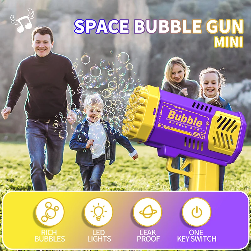40 hole handheld fully automatic space light bubble machine, electric children's toy without battery and bubble water
