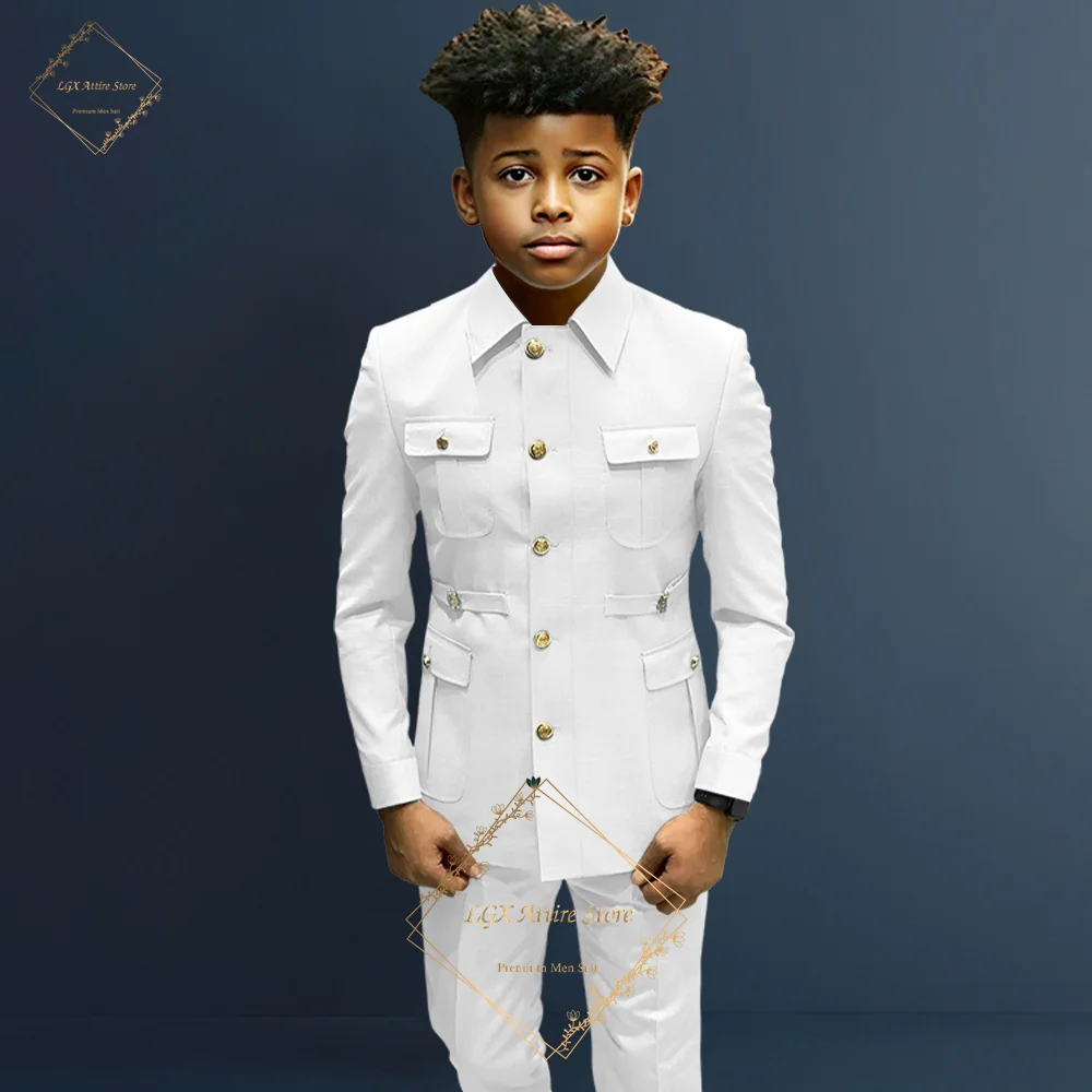 Costume formel à boutonnage simple pour garçons, costume 2 pièces, style Zhongshan, manteau long, design classique, adapté aux garçons de 2 à 16 ans