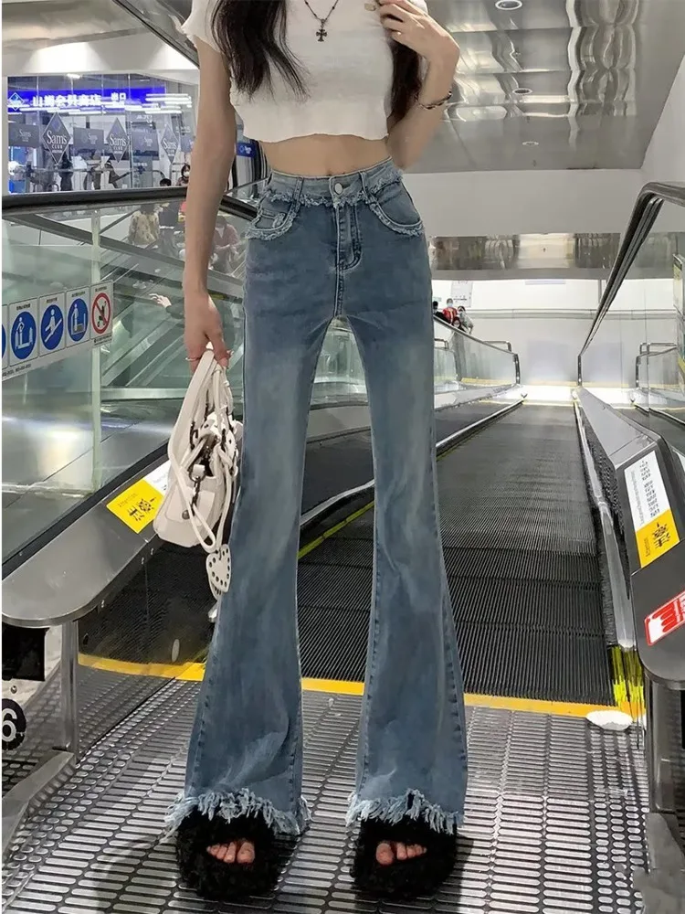 Micro Flared Pants, Fashionable And Minimalist Spring And Autumn Jeans, New Trend Lazy Pants, High Waisted Women's Cow Pants