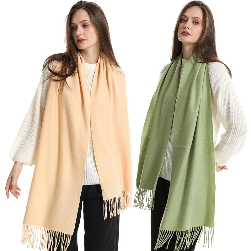 

2023 New Women Cashmere Scarf Fashion Solid Winter Big Shawl Luxury Pashmina Thicken Long Tassels Design Wraps Lady Scarves Gift