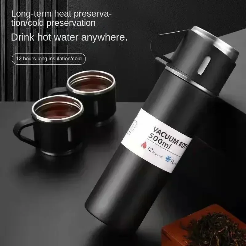 Insulated Thermos with Three Lids 24 Hour Hot/Cold Retention Stainless Steel Gift Packaging thermal mug,thermal water bottle,stainless steel water bottle,stainless steel thermos bottle,water bottle,stainless steel thermos cup
