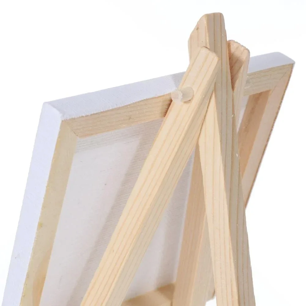 10pcs Artists Easels with Canvases Kit Kids Painting Craft DIY Drawing Small Table Easel for School Oil Painting Quadrilateral - 4