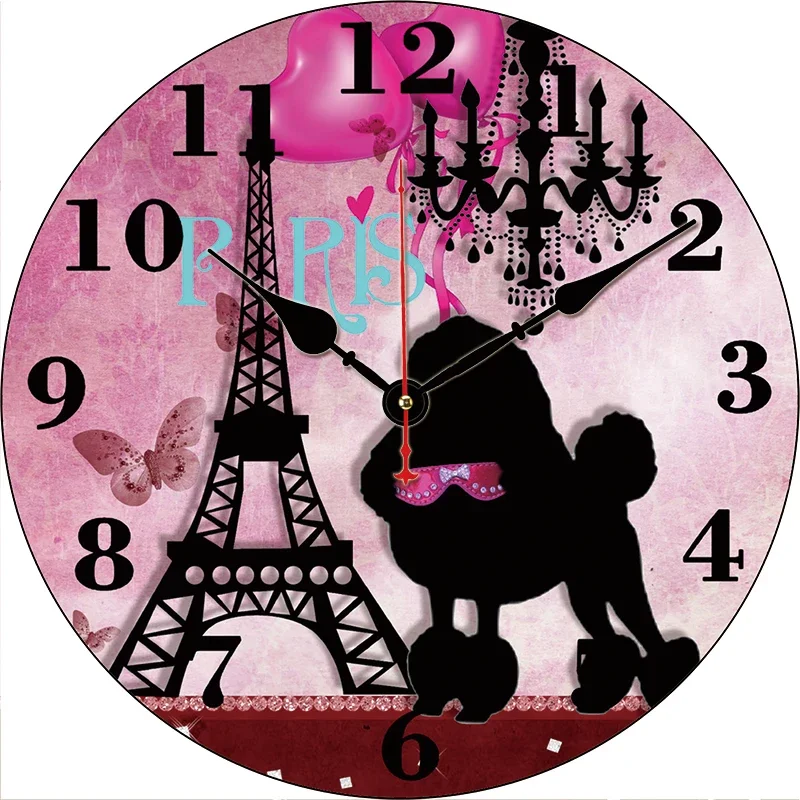 

Цифровые настенные часы с изображением Эйфелевой башни собаки бабочки