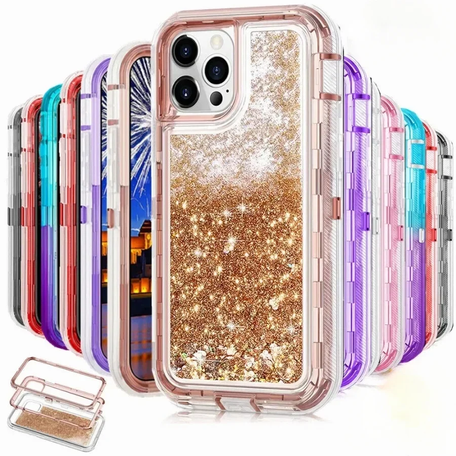 For iPhone 16 15 14 13 12 11 Pro XS Max XR 8 7 Plus Glitter Liquid ...