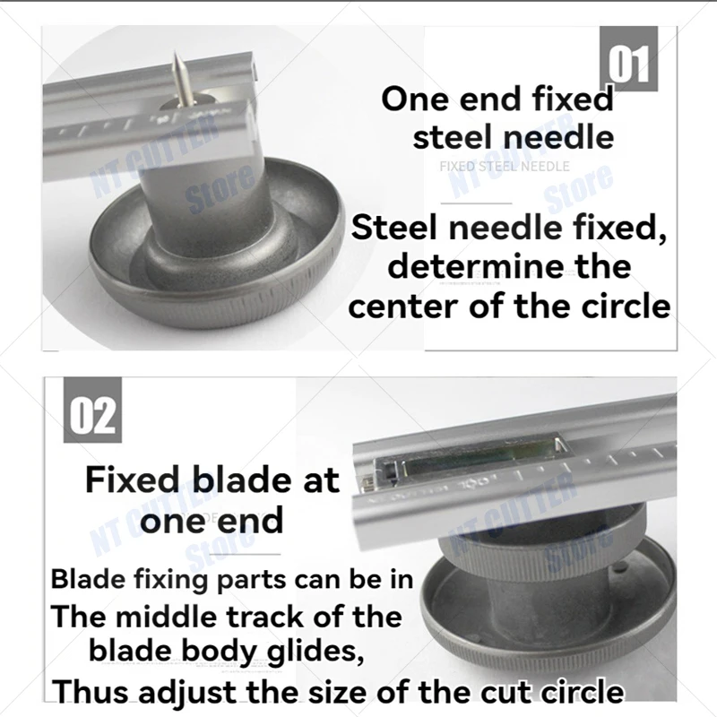 Japan's original NT Cutter CL-100P metal extra large compass knife can cut cloth circular knife diameter 10-100CM circle sharp and durable large cutting circle multi-purpose cardboard compass knife 4