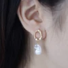 87022-3560ed.jpg Boucles d'oreilles circulaires pour femmes, Vintage, Punk, Baroque, perles, Clip d'oreille en acier inoxydable, bijoux pour femmes, Imitation de perles, cadeau Mujer
