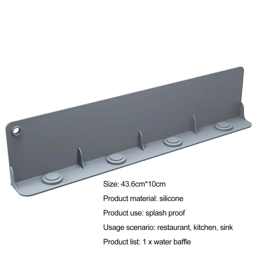 Silicone Sink Splash Guard Pressure Adsorption Slope Design Soft Suction Cup Splash Guard for Water Tank Water Blocking Board