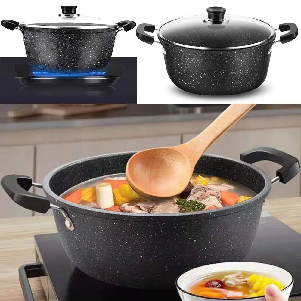 Universal Maifan Stone Soup Pot Non-stick Two Ears Kitchen Cooking with Lid Household Cookware Gas Induction Cooker