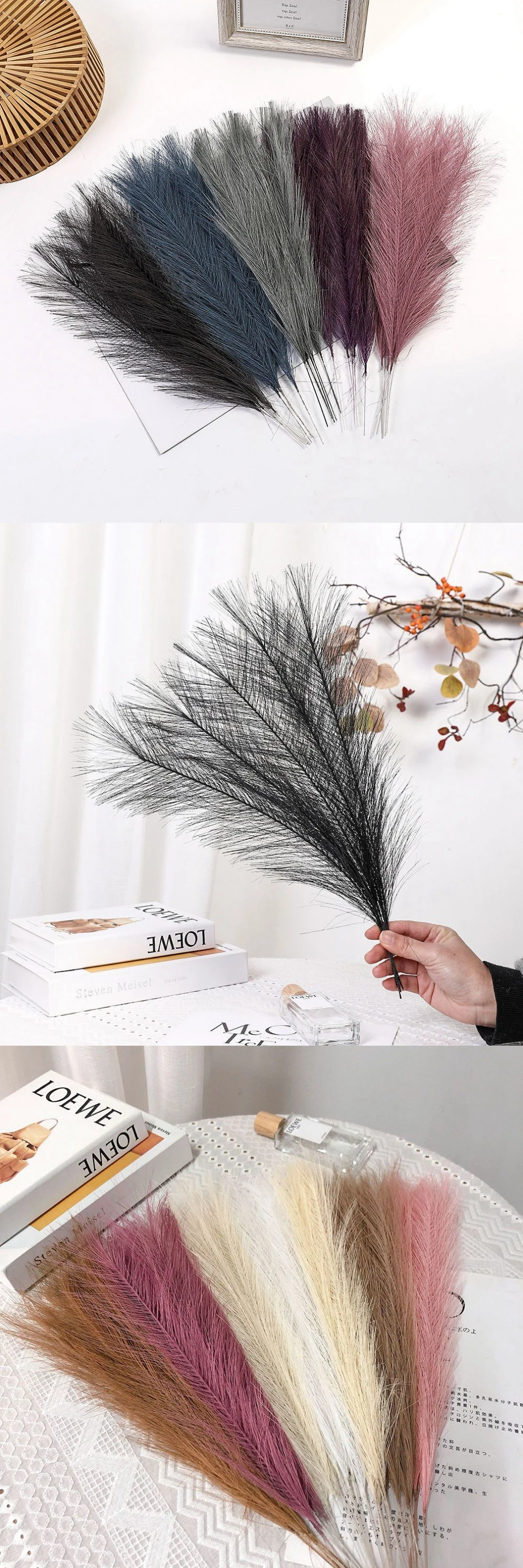 Fluffy Pampas Grass Reed Flower Artificial Pampas Grass Bouquet 42cm 1/5/10/30pcs Boho Wedding Bouquet Home Party Vase Decor