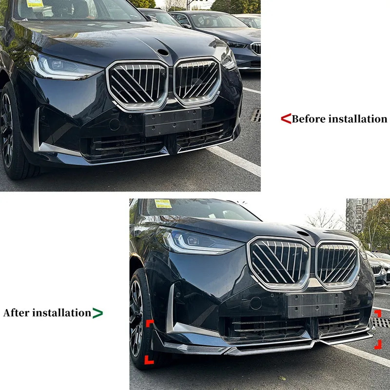 BMW X3 G45 2025 + 고품질 ABS 플라스틱 자동차 앞 범퍼 립 턱 스포일러 Bodykit 외부 튜닝 액세서리