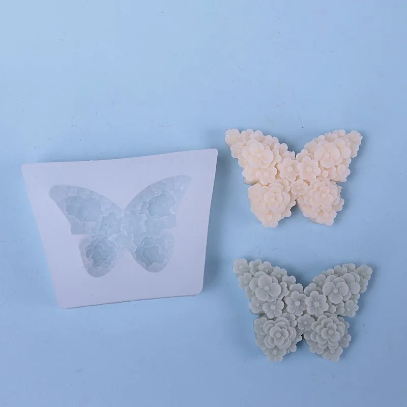 Butterfly aromatherapy gypsum candle rose butterfly chocolate flip sugar cake decoration silicone