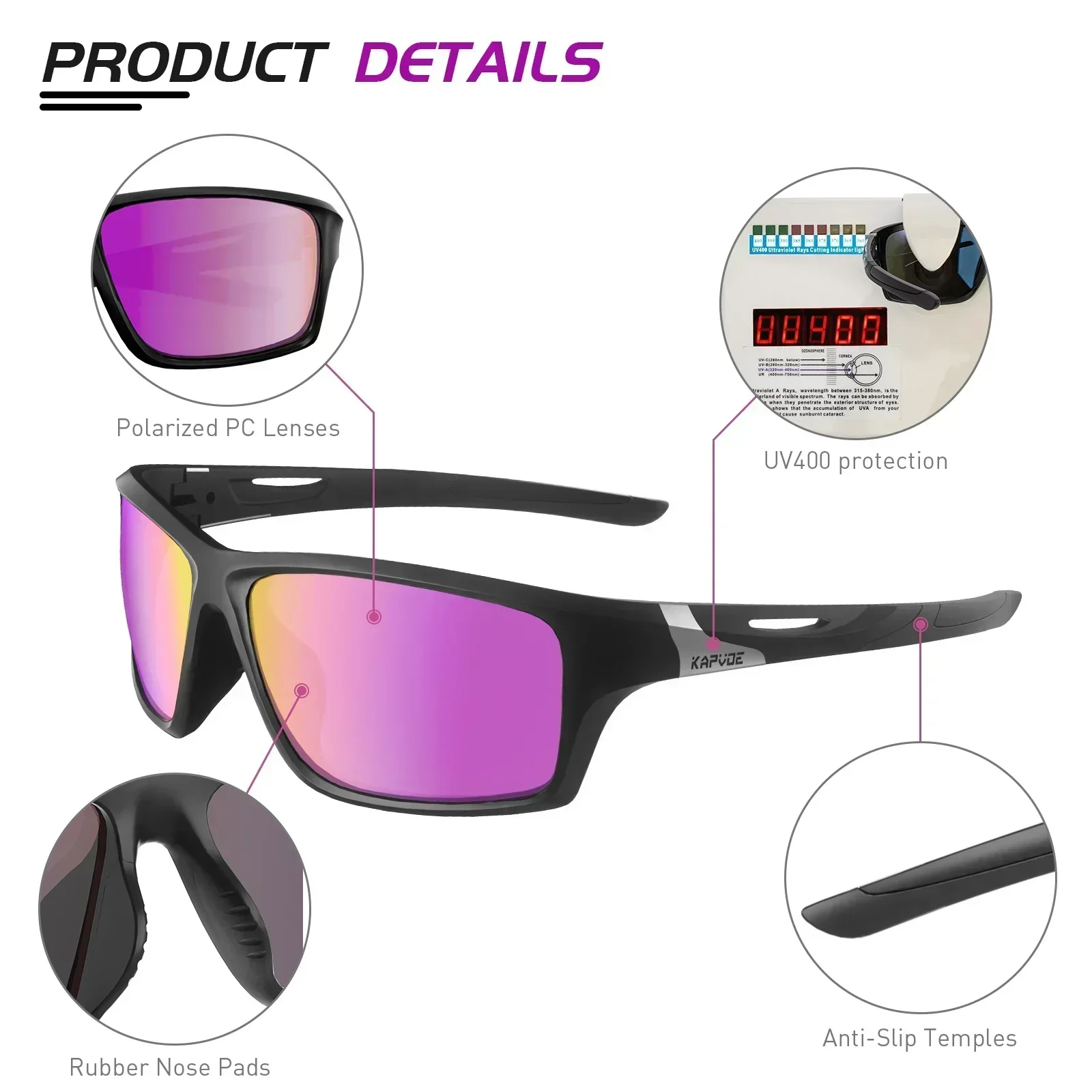 Kapvoe Hiking Eyewear Polarized Sunglasses Cycling Man Women UV400 Cycling Glasses Sports Goggles Bike  MTB Bicycle Glasses