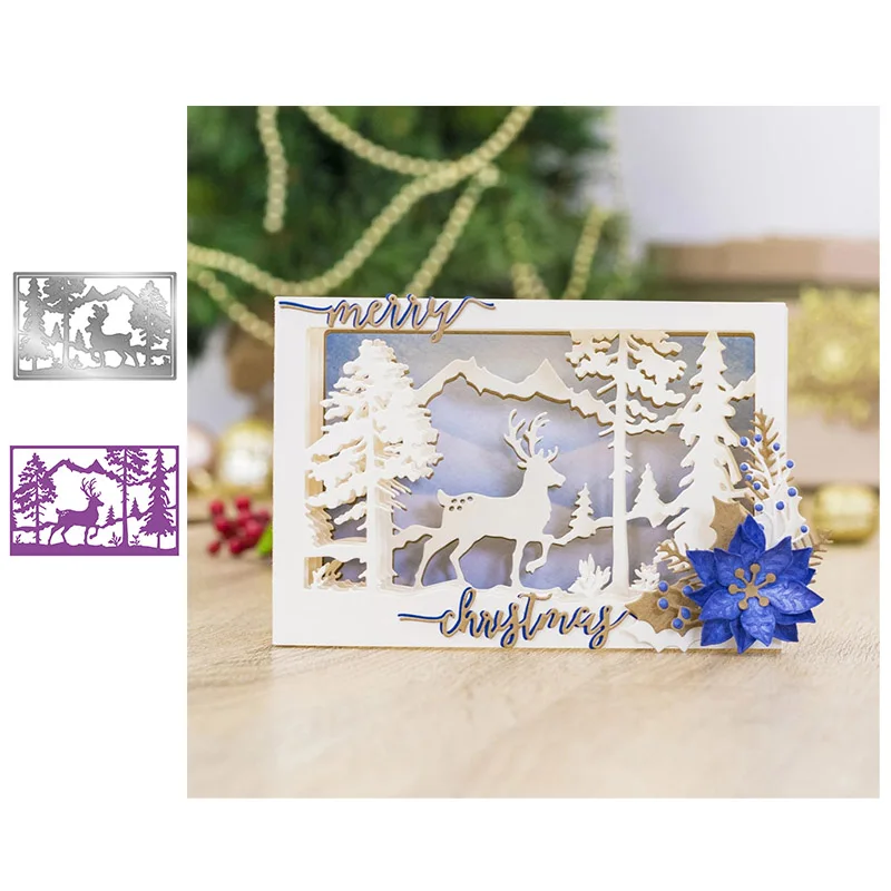 

Пресс-формы «елка и олень» для рукоделия, скрапбукинга, альбома, рождественских открыток, украшение для бумаги, металлические высечки, форма для ножа